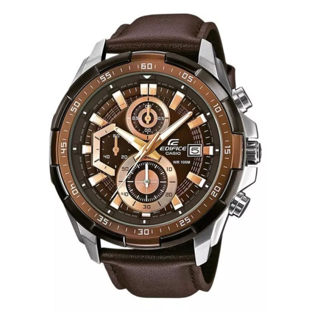 Classic Leather Straps Casio Edifice Chronograph Timepiece