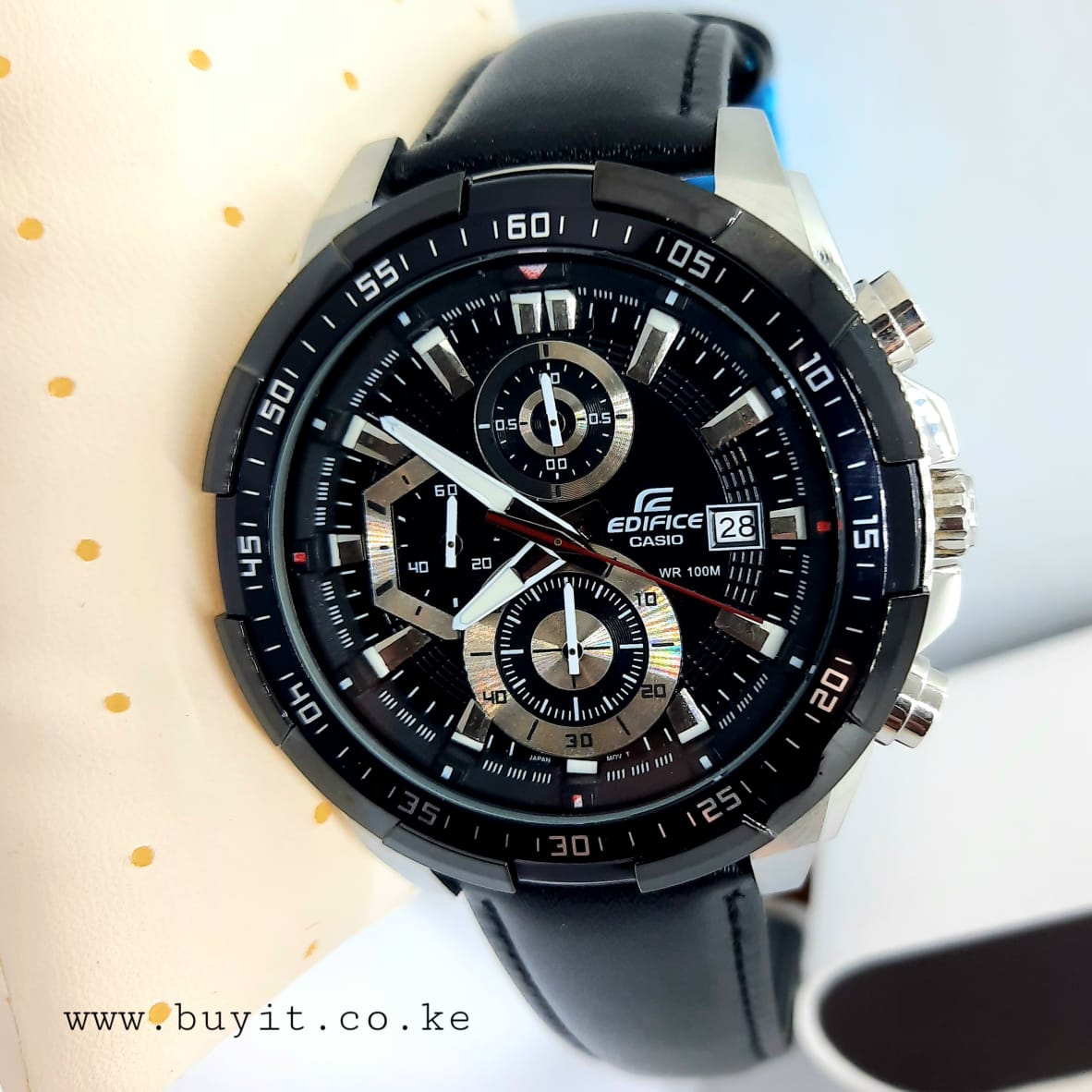 Classic Leather Straps Casio Edifice Chronograph Timepiece